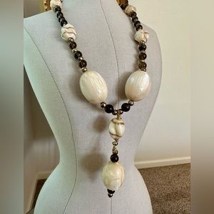 Vintage Marbled Bead Y Necklace